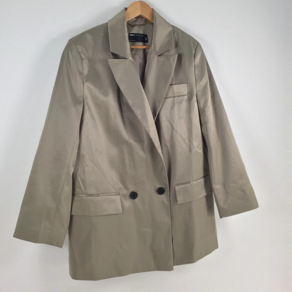 Asos женщин blazer куртка размер 10 оливковый зеленый длинным рукавом большого размера твердого 033645 - Изображение 2 из 4