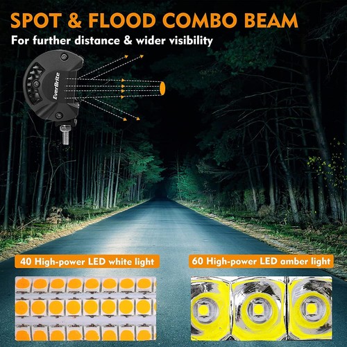 EverBrite 12" 300W LED Light Bar Spot Flood White/Amber/Strobe Work Light 6 Mode - Picture 8 of 10