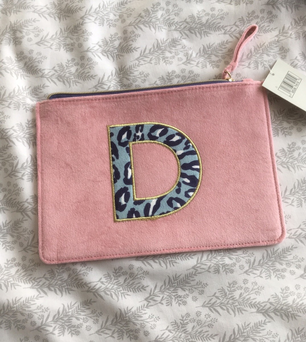 M&S Marks Spencer Pink Beauty Pouch Personalised Letter D Animal