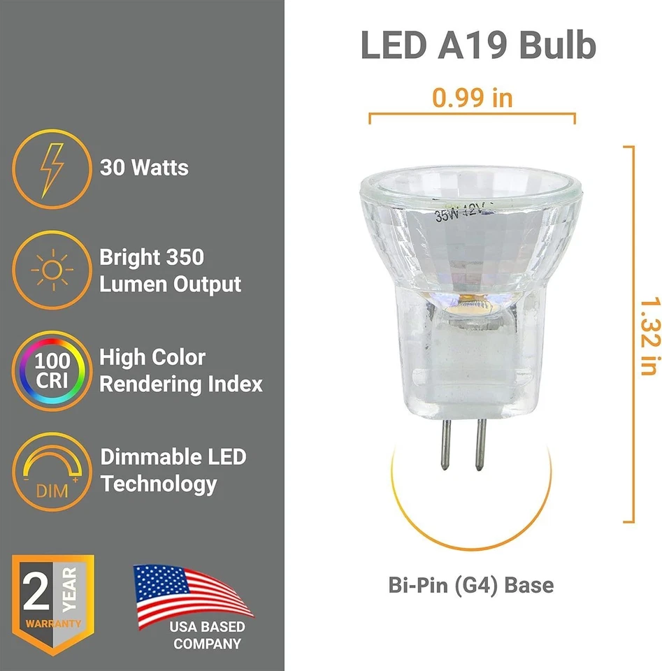 6Pack MR8 Mini Reflector Light Bulbs w/ Cover Guard, G4 Bi-Pin, 35W, 12V, 3200K - Image 2 of 4