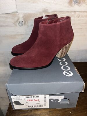 ECCO Women's Syrah Suede Shape 55 Water Repellent Ankle Bootie - EU 37 - Syrah