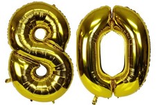 16" 80 Gold Number Balloons 80th Birthday Party Anniversary Foil Balloon Decor