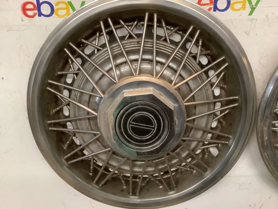 Juego de cubiertas de rueda tapacubos radios de alambre Ford Mustang TBird Mercury Capri 1981-88 14" Foto 4 de 4