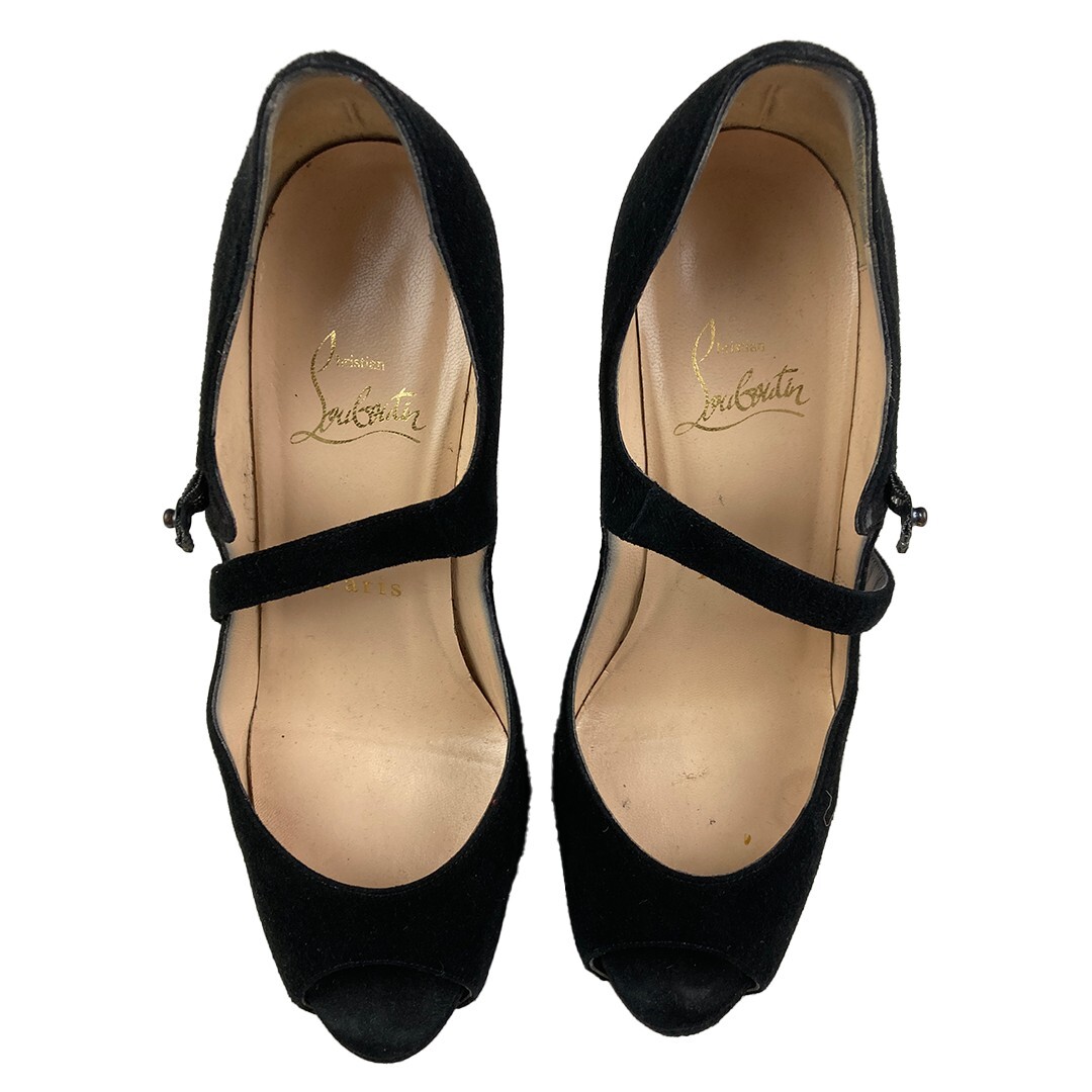 Christian Louboutin Black Red Bottom Suede Stiletto Heels Size 36