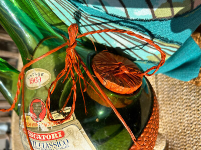 Vintage Chianti CLASSICO 1969 Italy Wine Bottle Raffia Wrapped