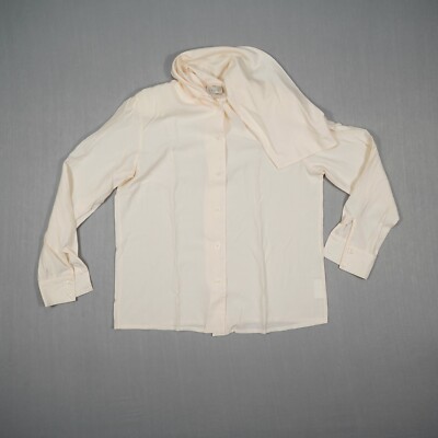 VERSE Vintage Damen Bluse Gr. 40 hell gelb Oberteil Langarm extravaganter Kragen