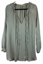 Show Me Your Mumu Women’s L Green Polka Dot Tunic Top Oversized Lagenlook B7