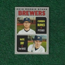 CORBIN BURNES - 2019 TOPPS HERITAGE ROOKIE CARD # 88 - BREWERS - DIAMONDBACKS. rookie card picture