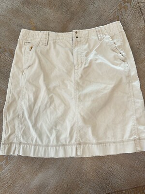 Eddie Bauer Beige Skirt Sz 12 length 20  waist 34  Pockets 100% Cotton