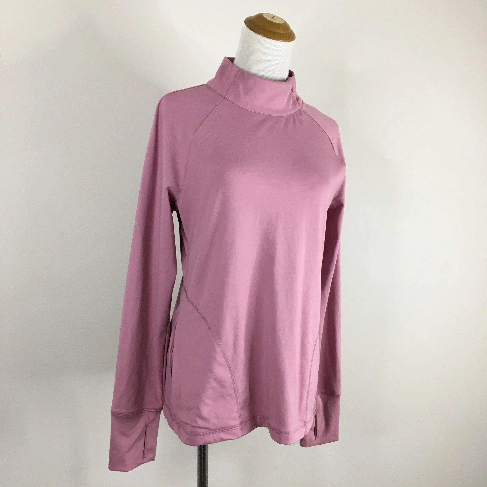 yogalicious zip pocket mock neck pullover shirt