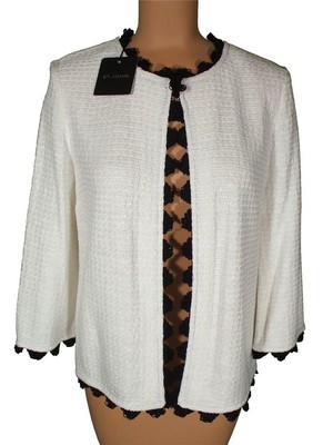 NWT ST. JOHN Knits B White & Black Anemone Tweed Knit Jacket Blazer sz 6 $1420