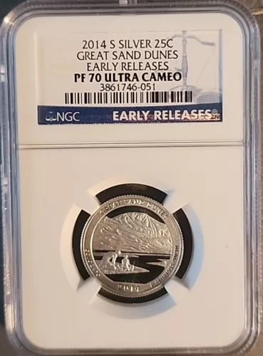 2014-S PF70 ULTRA CAMEO Great Sand Dunes ATB Silver Quarter Early Releases NGC