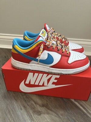 NIKE DUNK LOW X LEBRON JAMES X FRUITY PEBBLES - DH8009-600 SHOE Size 9 Red White
