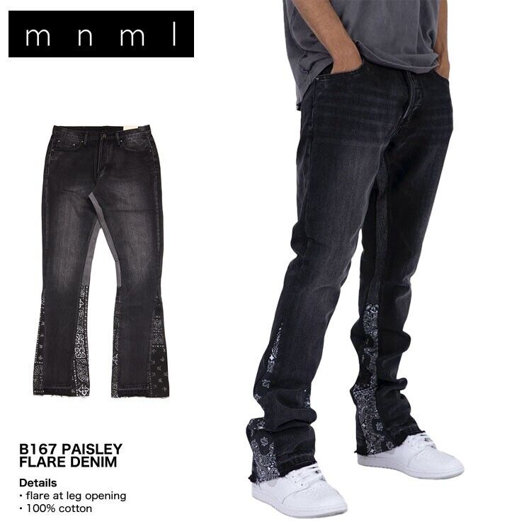 MNML Mens B167 Paisley Flare Denim Size 32 Black | eBay MNML Mens B167 Paisley Flare Denim Size 32 Black | eBay
