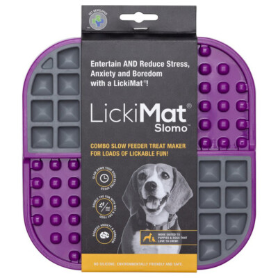LickiMat Slomo Futtermatte lila 20x20 cm für Hunde - angstlösend & gesund