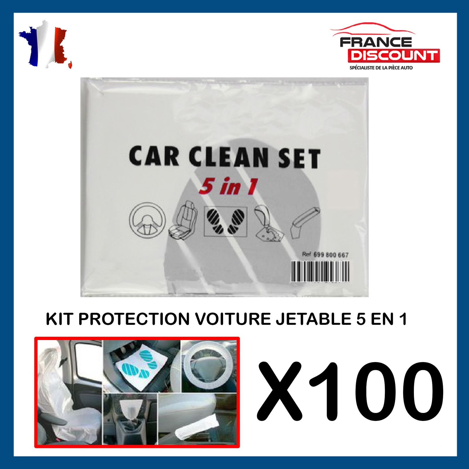Set de protection auto 5 en 1 imperméable et indéchirable pour préserver l'habitacle, pack de 100 - 2