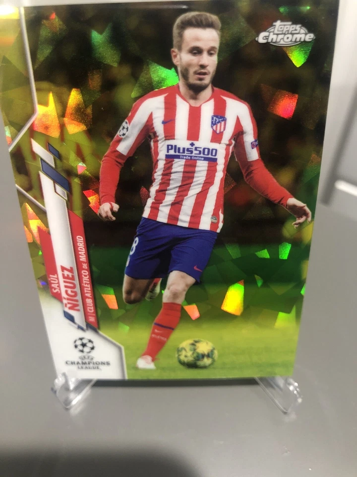 2020 UEFA Topps Chrome Sapphire SAUL NIGUEZ Yellow Refractor #'d 64/99 Athletico - Image 4 of 4