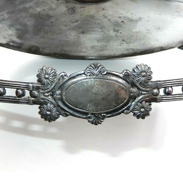 ANTIQUE MIDDLETOWN PLATE CO QUADRUPLE SILVER HARD WHITE METAL 1795 BRIDES BASKET