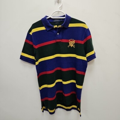 Polo Ralph Lauren Scribble gestreiftes kurzärmliges Polo Club Shirt Oberteil Größe Large 