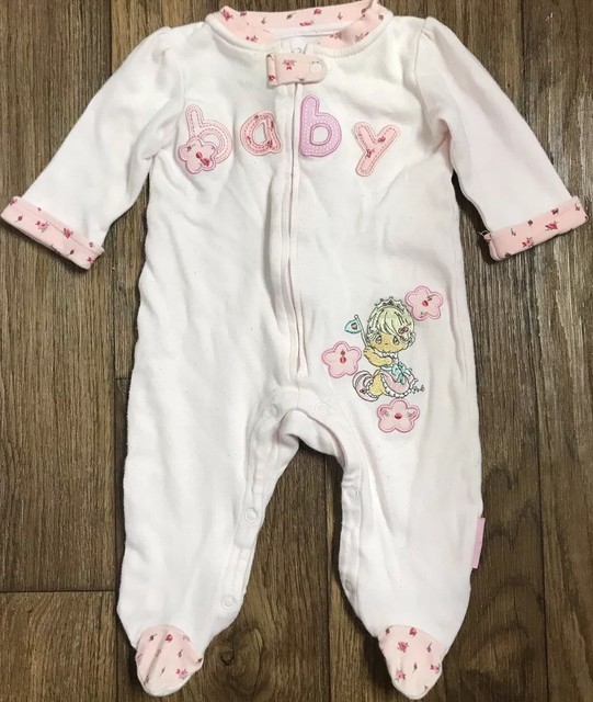 Precious Moments Baby Girl Pink Sleeper Pajamas Size 9 Months eBay