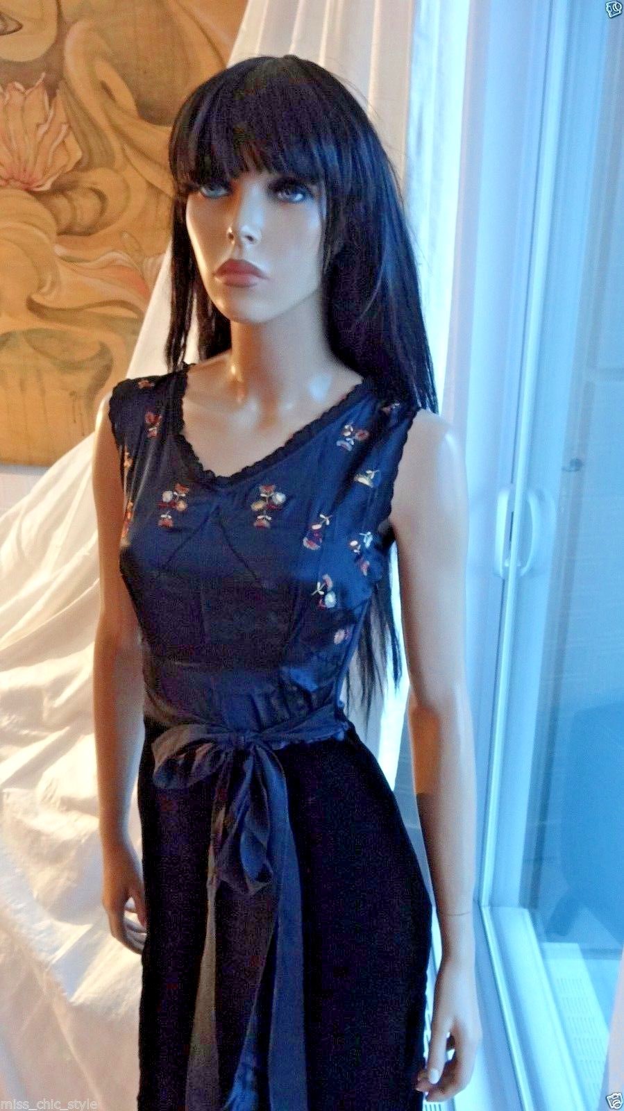 Sumptuous Euro brand JORANDO black 100% silk & softest velvet dress IT40 US6