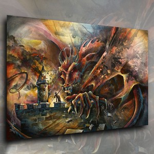 mtg painting modern fantasy surreal original art m lang dragon