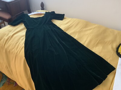 Laura Ashley dark green velvet dress with open back, size 10, VGUC | eBay