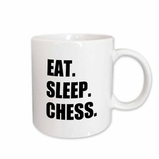 3dRose Eat Sleep Chess - passionate player - game playing passion black text Mug