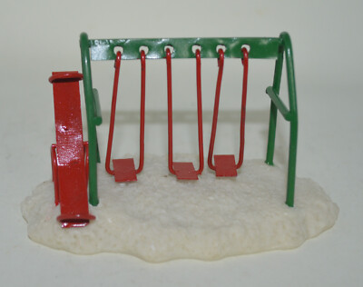 St Nicholas Square Village Accessory  ~ Red Green Swing Set with Teeter Totter