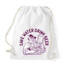 Youth Designz Baumwoll Beutel Turnbeutel Tasche Save Water Beer Bier Saufen S&uuml;&szlig;