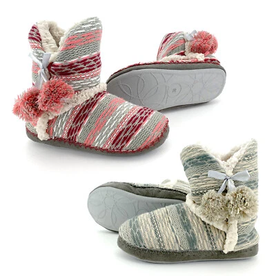 heimtexland ® Hüttenschuhe Strick Hausschuhe Gefüttert Plüsch Hausstiefel Typ778