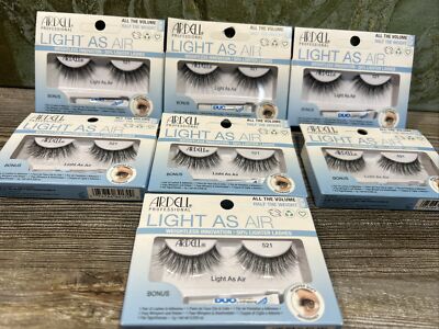 Ardell New False Eyelashes Light As Air 521 Black Less Weight Falsies - Lot Of 7