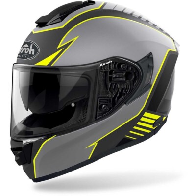 AIROH ST.501 TYPE YELLOW MATT FULL FACE FIBER MOTORCYCLE HELMET SIZE XL DOUBLE VISOR