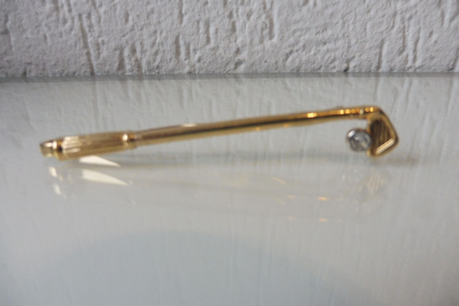 Pierre Lang Gold-Plated Golf Club Tie Clip with Accent Stone