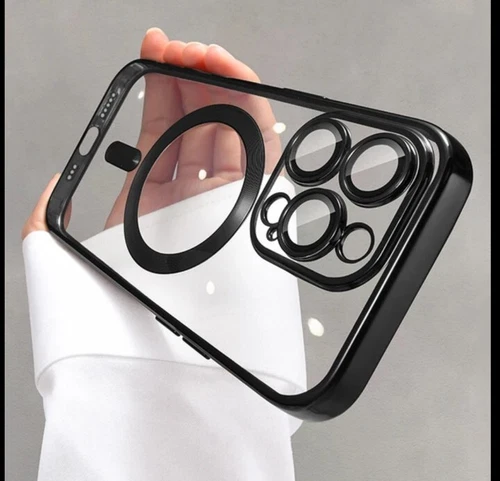 Protector Cover Case Fundas Para Iphone 14 Pro Max Negro Transparente Magsafe Tr
