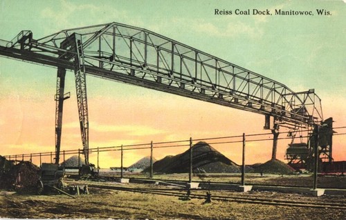 Postcard Reiss Coal Dock Manitowoc Wisconsin Mining c1910