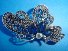 Beautiful Blue Rhinestones Butterfly Hair Barrette