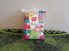 ** NEW- GIRLS 9 PACK HANES COTTON BIKINIS, UNDERWEAR. CUTE SOLIDS & PRINTS. **