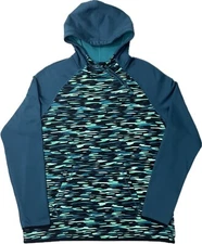 Nike Tech Fleece Hoodie Womens Large Camo Green Teal Therma-Fit Activewear