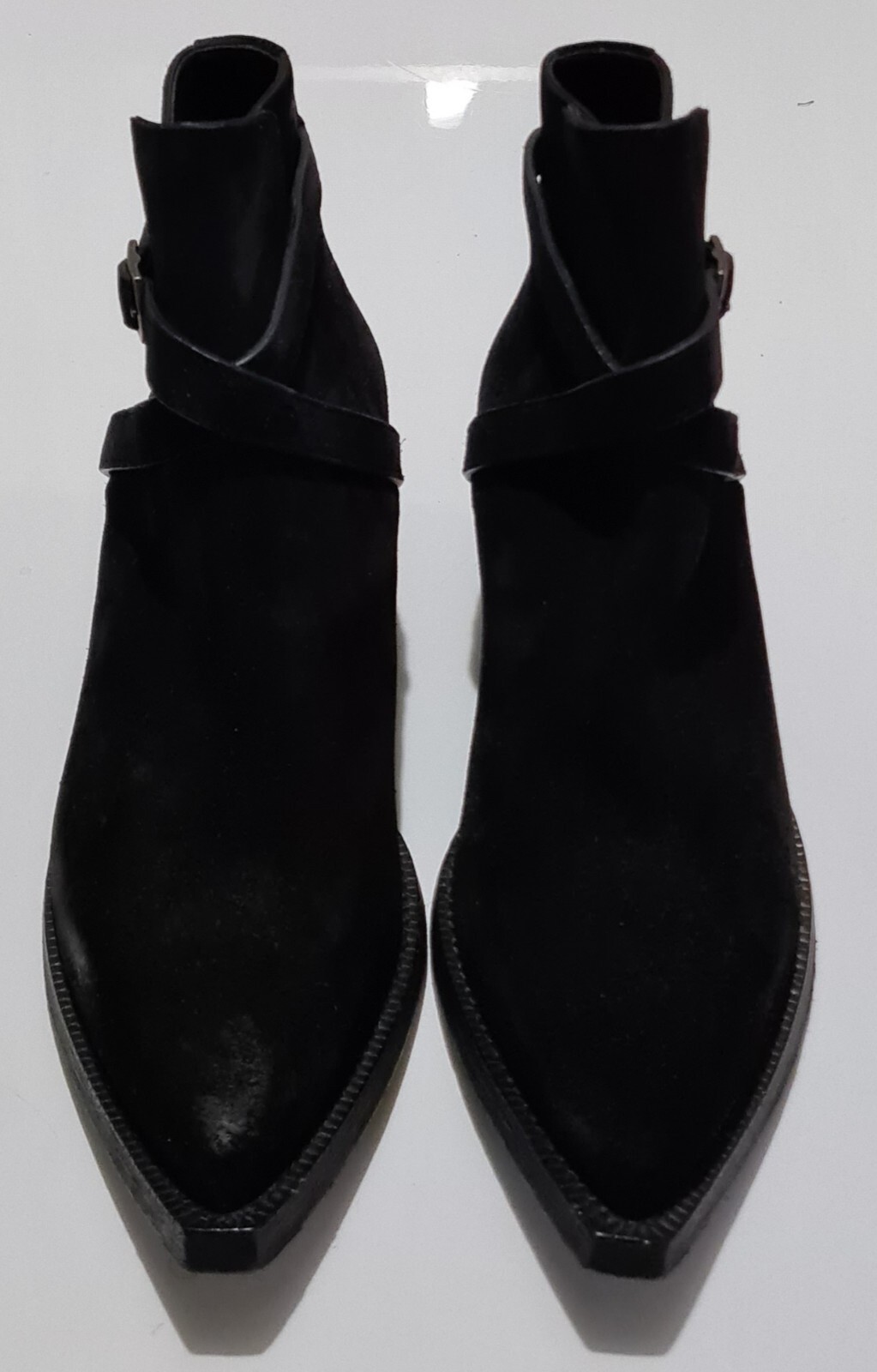 Stivaletti Saint Laurent Lukas 40 fibbia pelle scamosciata Jodhpur neri uk 9 eu 43