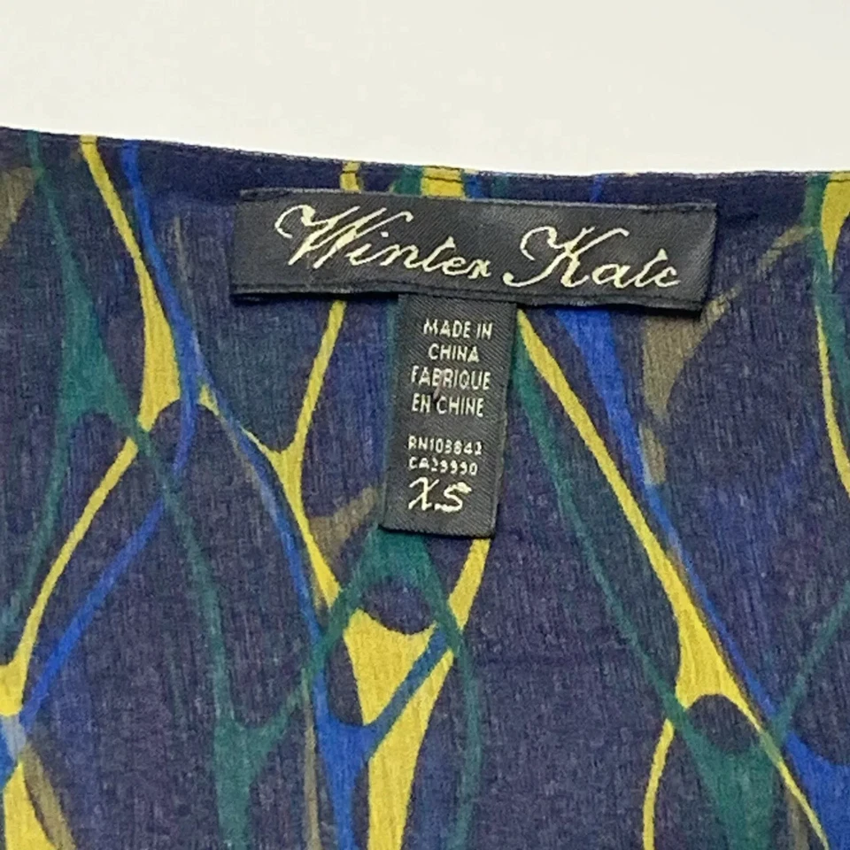 Camiseta sin mangas WINTER KATE multicolor seda alta baja XS Foto 3 de 4