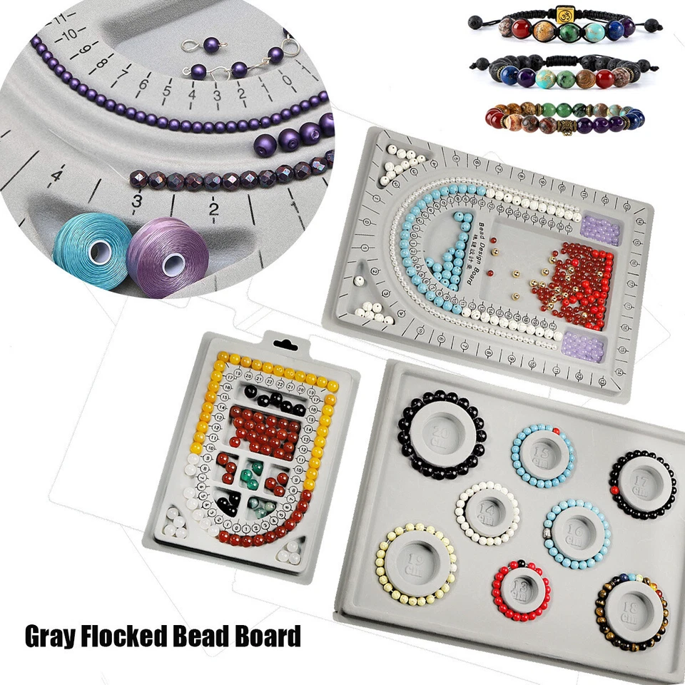 Bead Design Board, Gray Flocked Bead Board For Bracelet Necklace Jewelry Making - Image 2 of 4