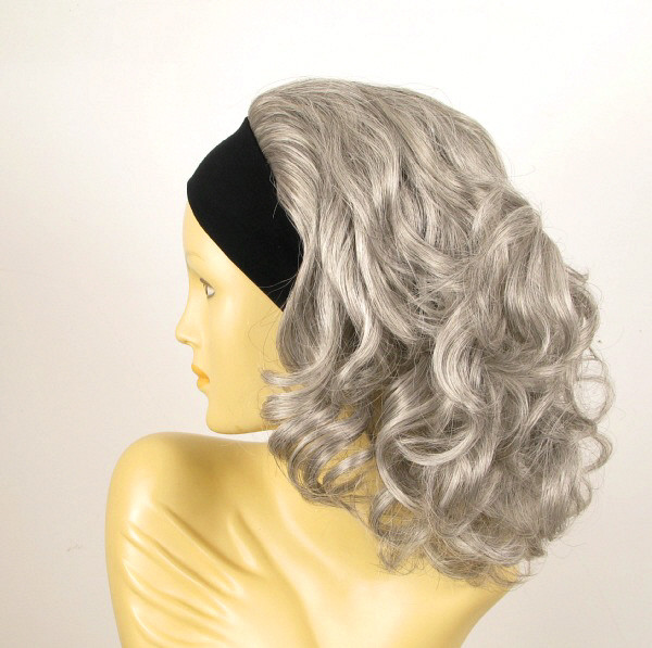 Perruque bandeau élastique à boucles courtes gris ref EMA51 - 2