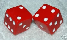 LARGE 3/4" SQUARE RED  DICE PAIR