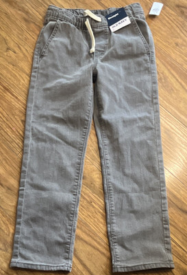 Old Navy Boys Gray Straight Pants Solid Drawstring Pull-On Elastic Waist Pockets