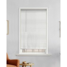 1" Cordless Vinyl Light Filtering Mini Blinds, White, 23" W x 42" L