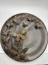 Ancient Graffiti Flame Copper Butterfly 3D Disc Wall Art 12 Handmade