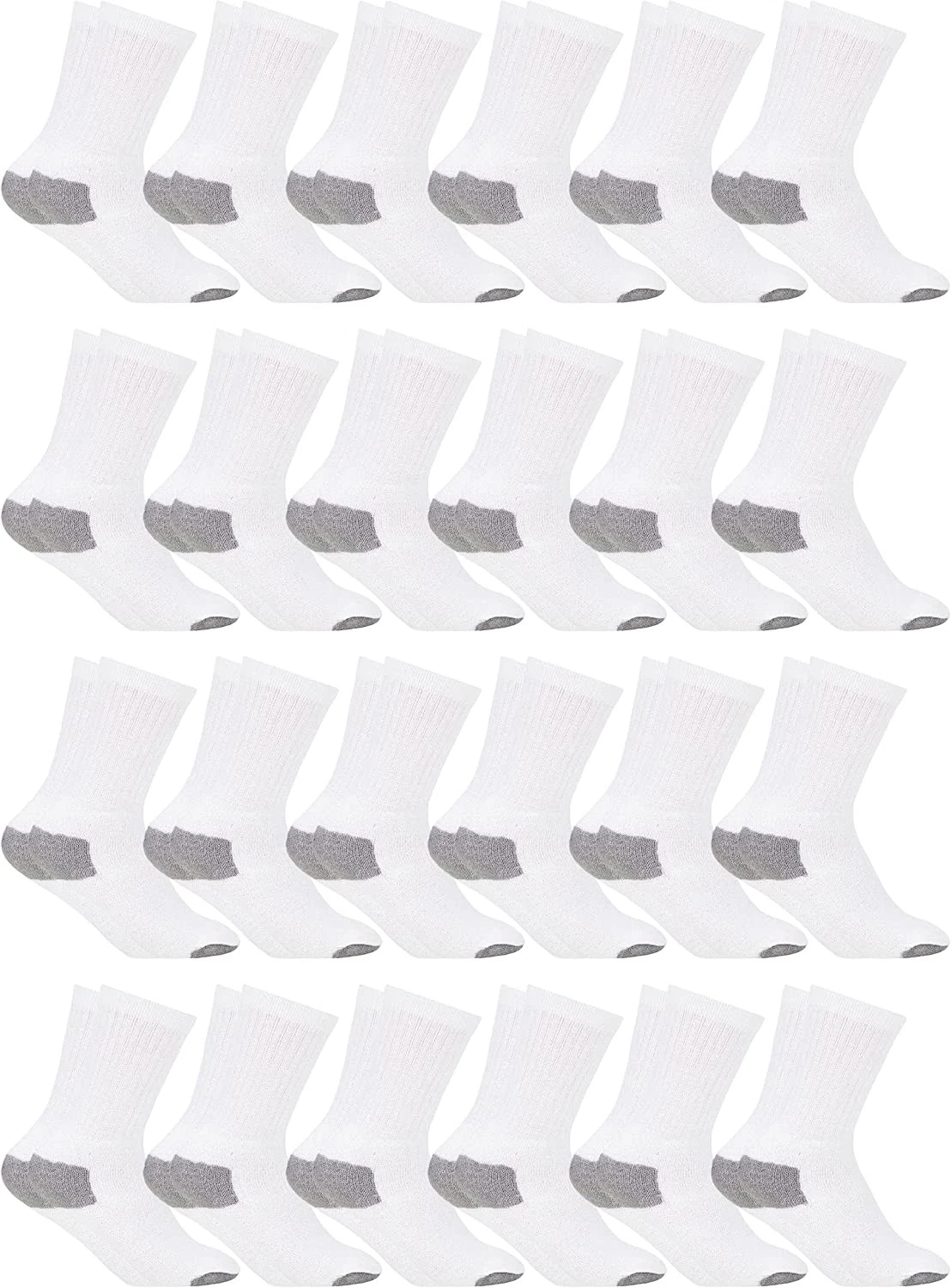 24 Pack Unisex Lightweight Cotton Crew Socks Bulk, Homeless Donation Cheap