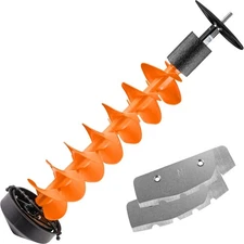 Ice Drill Auger Bit, 8" Diameter Ice Fishing Auger 40" Length w/ Plate Adapter