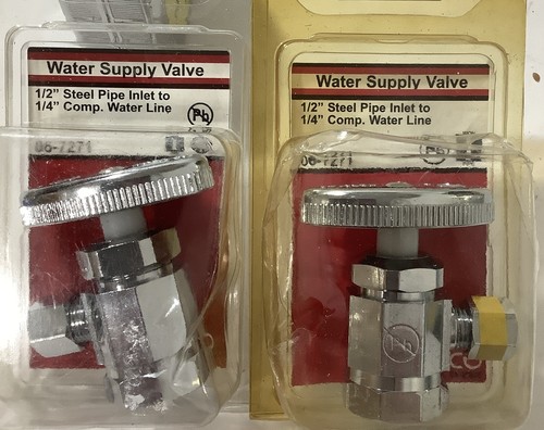 LASCO Brass Supply Valve 1/2" Pipe Inlet to 1/4" Comp. MPN 06-7271  Lot Of 2